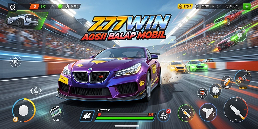 Tampilan gameplay balap seru di 77WIN dengan mobil kustom.
